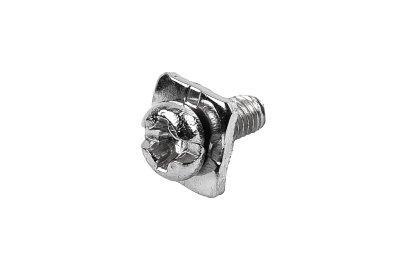 [E] น็อตยึดสายไฟ สแตนเลสชุบนิกเกิ้ล M3x7 mm พร้อมแหวนทรงสี่เหลี่ยม ขนาด 7x7 mm
